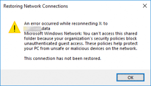 Windows 10 1709 Cannot Access SMB2 Share Guest Access