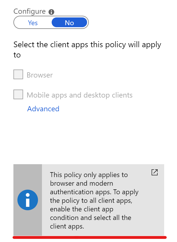 Conditional Access CLient Apps