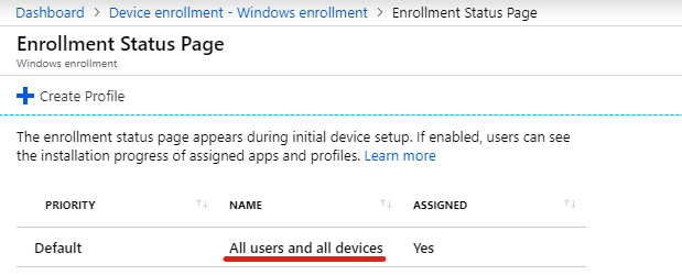 Autopilot White Glove Enrollment Status Page