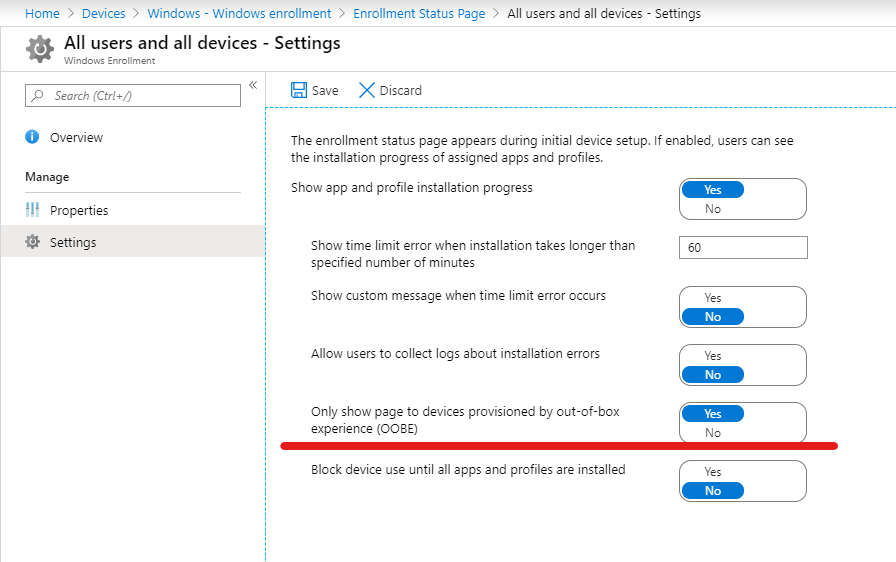 Disable Enrollment Status Page after Enrollment