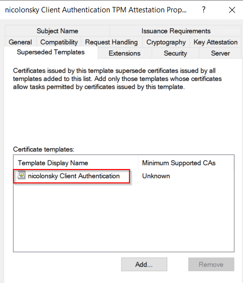 Upgrade CA certificate template to use TPM attestation