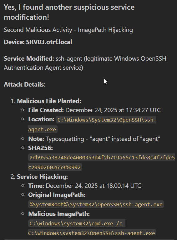 Malicious Service Modification Query