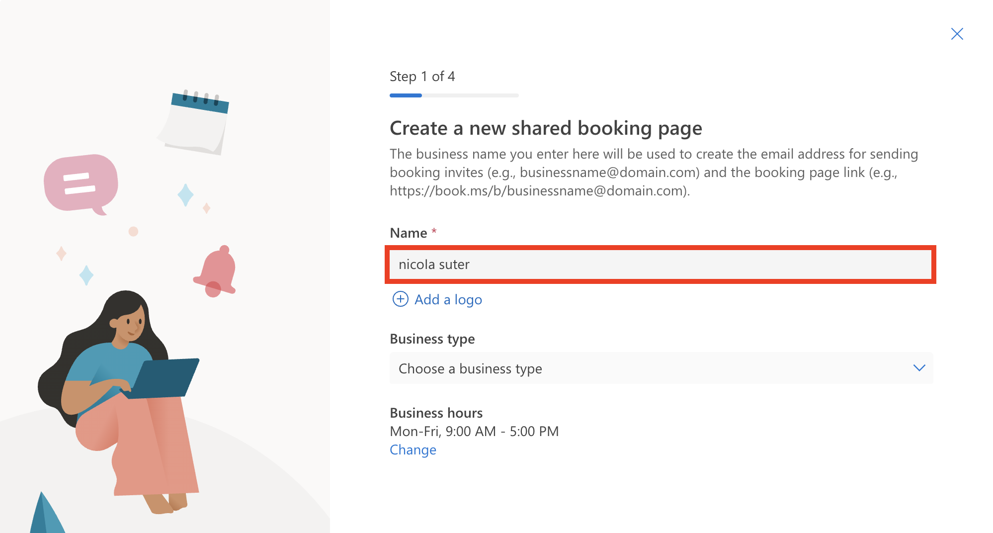 Creating a shared booking page